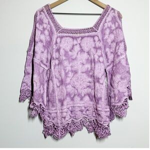 Democracy Purple Lace Trim Blouse